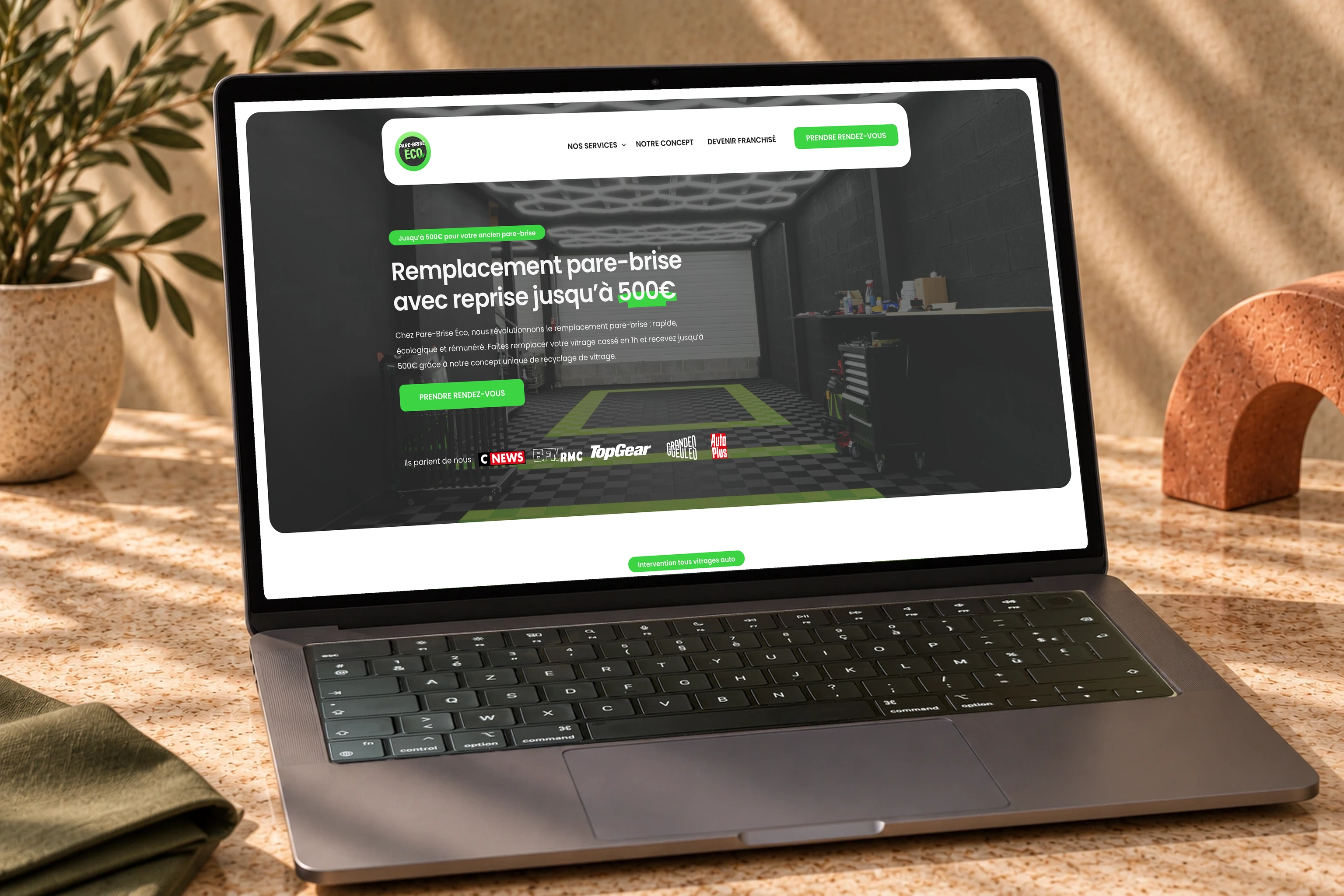 Pare-Brise Éco — Mise en situation du site web